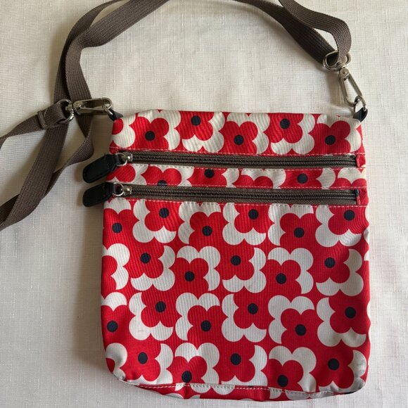 Orla Kiely Target Crossbody Bag Purse Red White Black Geometric Flower - Picture 4 of 6